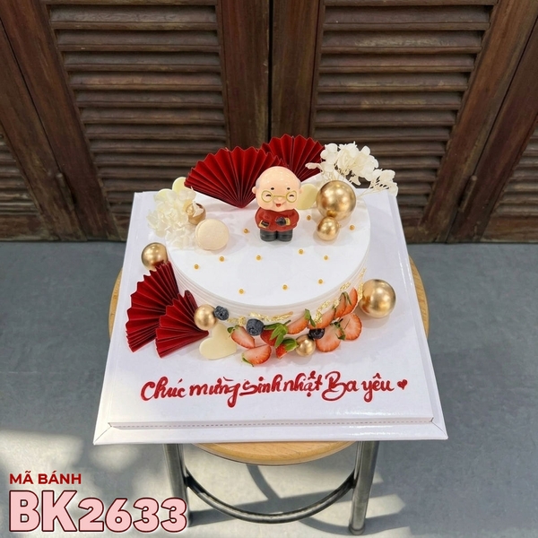 Bánh kem BK2633 ông thọ râu trắng tiền vàng chúc mừng sinh nhật ba yêu