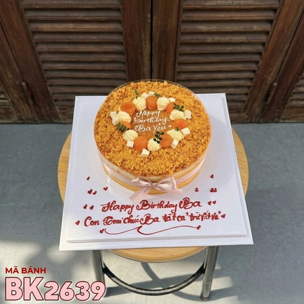 Bánh kem BK2639 bông lan trứng muối chà bông chúc mừng sinh nhật ba yêu