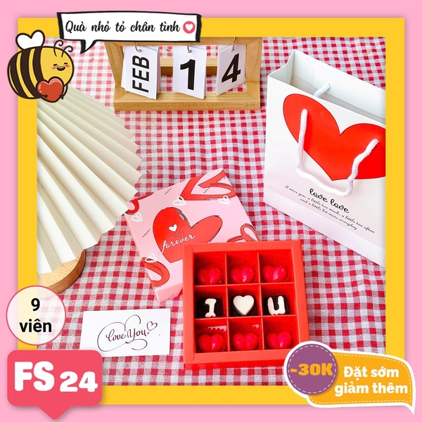Hộp socola valentine vuông FS24