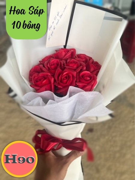 Bó hoa sáp hoa hồng vĩnh cửu H90 10 bông