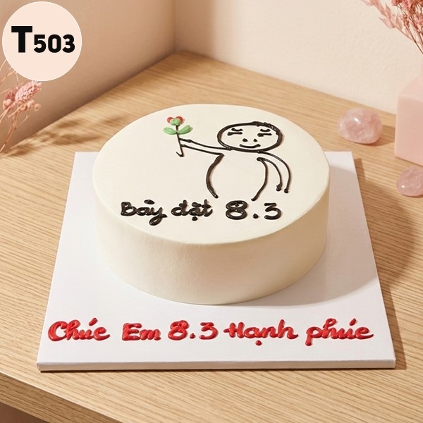 Bánh kem 8/3 T503 vẽ hình hài hước Bày đặt 8/3 độc lạ