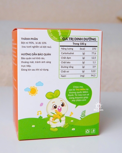 Mì ăn dặm Anpaso rau cải bó xôi và bí đỏ cho bé từ 6 tháng