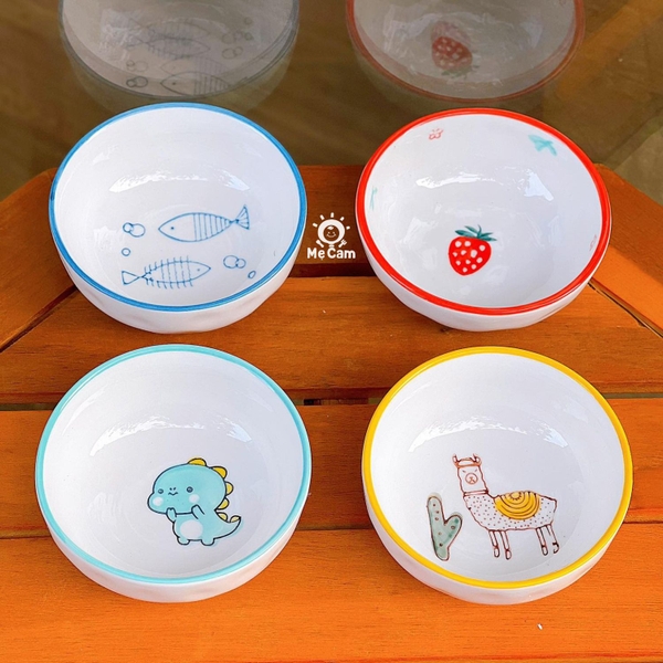 Đĩa sứ tròn mini in hình