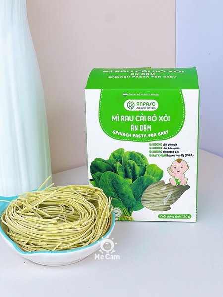 Mì ăn dặm Anpaso rau cải bó xôi và bí đỏ cho bé từ 6 tháng