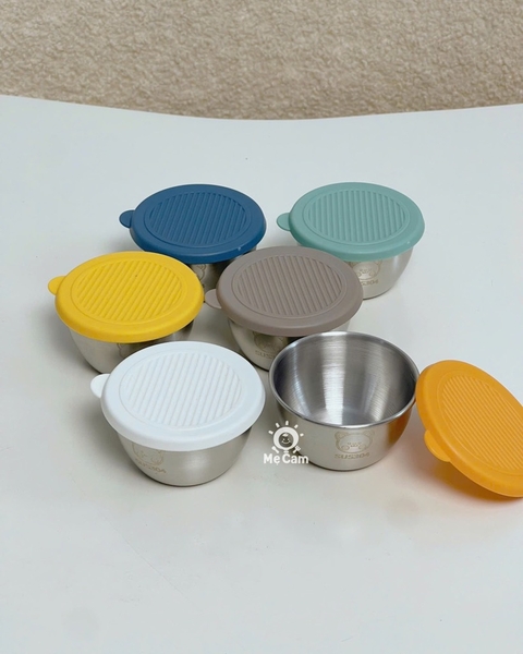 Set 6 hũ inox nhỏ có nắp đậy trữ đồ ăn dặm