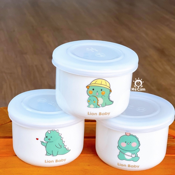 Hũ sứ chia vạch ml có nắp đậy Lion Baby