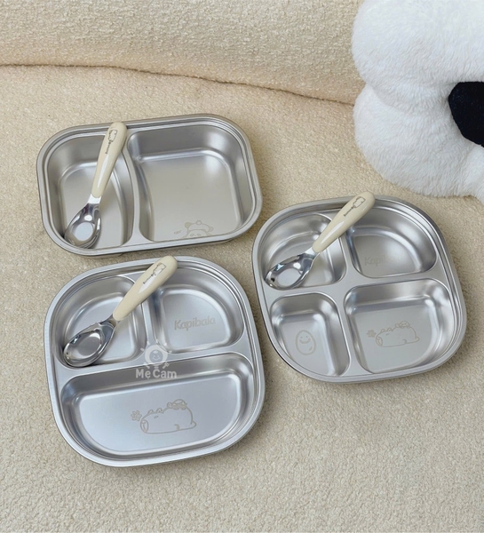 Khay ăn dặm inox chia ngăn