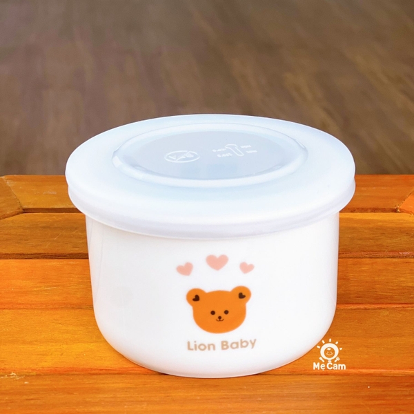 Hũ sứ chia vạch ml có nắp đậy Lion Baby