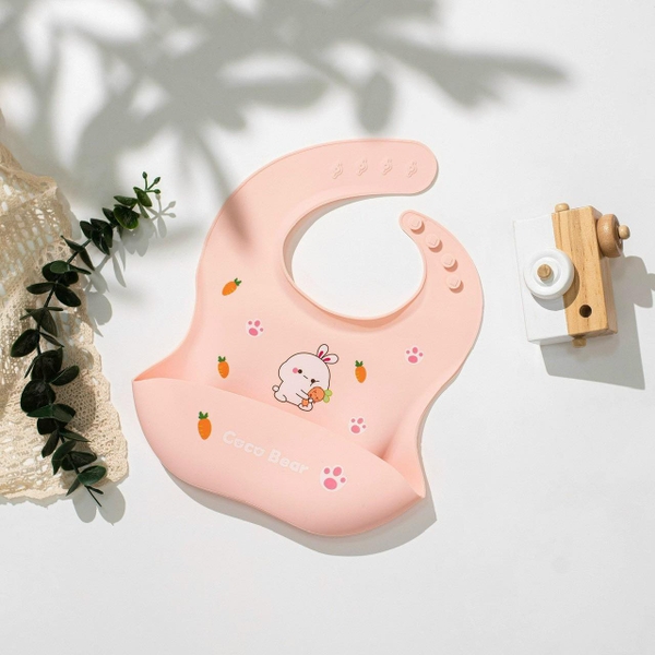 Yếm silicone Coco Bear dáng cong cho bé ăn dặm