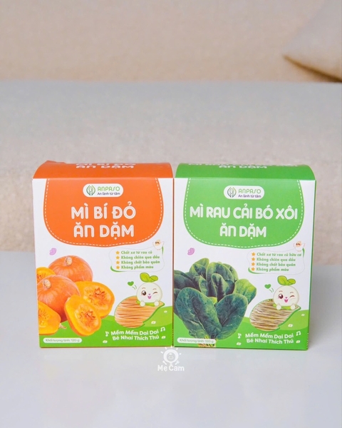 Mì ăn dặm Anpaso rau cải bó xôi và bí đỏ cho bé từ 6 tháng