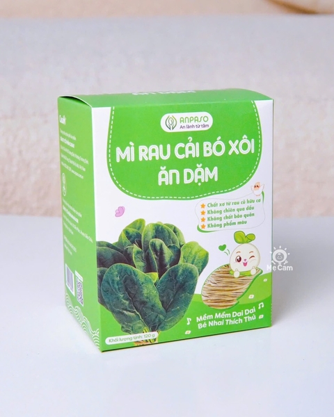 Mì ăn dặm Anpaso rau cải bó xôi và bí đỏ cho bé từ 6 tháng