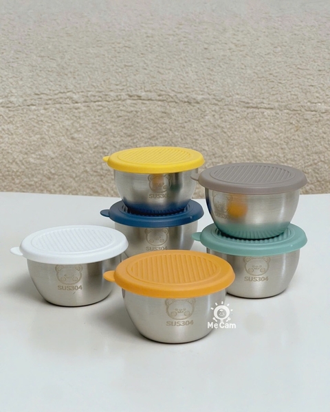 Set 6 hũ inox nhỏ có nắp đậy trữ đồ ăn dặm