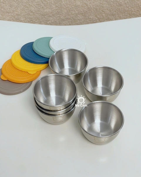 Set 6 hũ inox nhỏ có nắp đậy trữ đồ ăn dặm