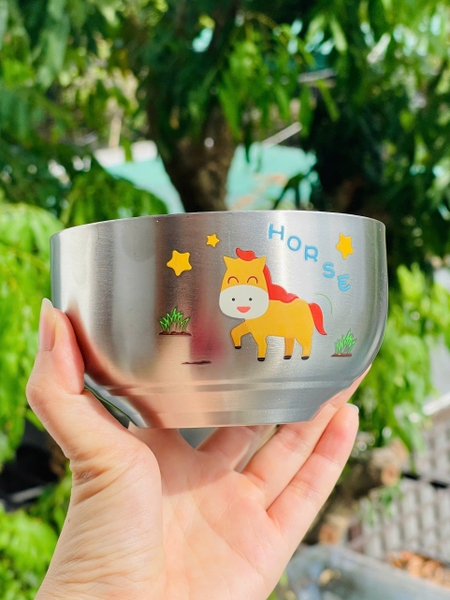 Bát inox cách nhiệt in hình dày dặn cho bé