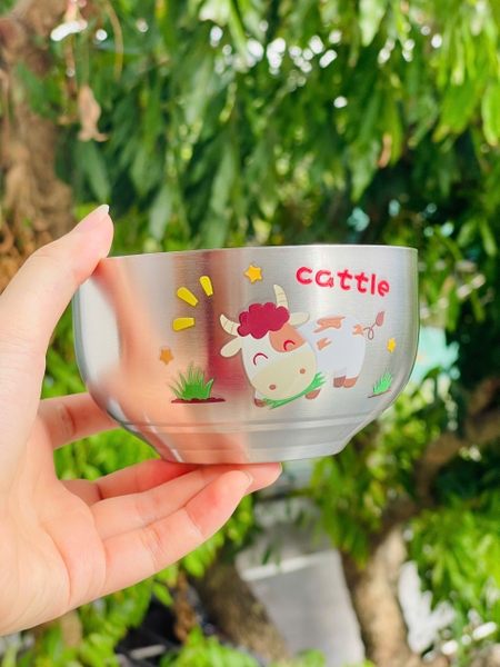 Bát inox cách nhiệt in hình dày dặn cho bé