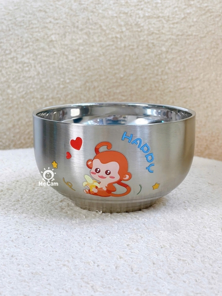 Bát inox cách nhiệt in hình dày dặn cho bé