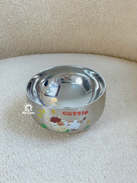 Bát inox cách nhiệt in hình dày dặn cho bé