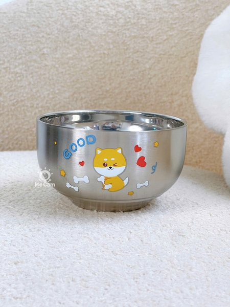 Bát inox cách nhiệt in hình dày dặn cho bé