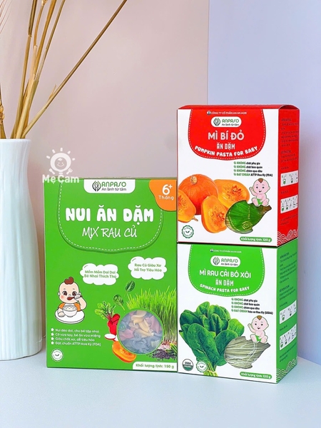 Mì ăn dặm Anpaso rau cải bó xôi và bí đỏ cho bé từ 6 tháng