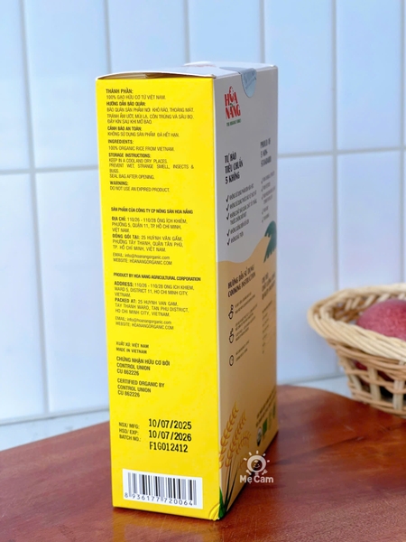 Gạo hữu cơ Hoa Nắng vàng lúa chín 1kg