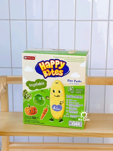 Bánh gạo ăn dặm Happy Bites Thái Lan hộp 50g