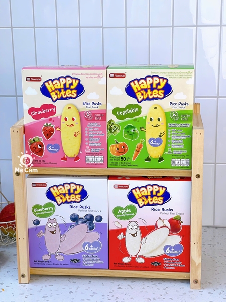Bánh gạo ăn dặm Happy Bites Thái Lan hộp 50g
