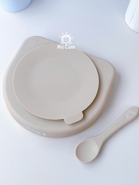 Khay ăn dặm silicone Misan hình cầu vồng kèm thìa