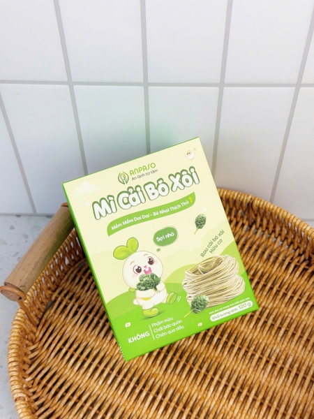 Mì ăn dặm Anpaso rau cải bó xôi và bí đỏ cho bé từ 6 tháng