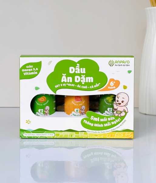 Set dầu oliu, óc chó, cá hồi Anpaso 50ml