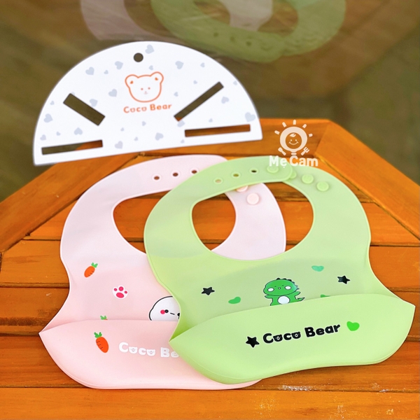 Yếm silicone Coco Bear dáng cong cho bé ăn dặm