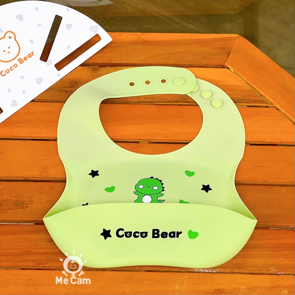 Yếm silicone Coco Bear dáng cong cho bé ăn dặm