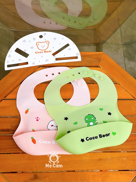 Yếm silicone Coco Bear dáng cong cho bé ăn dặm