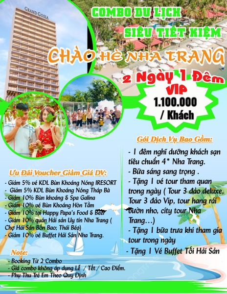 COMBO DU LỊCH NHA TRANG 2 NGÀY 1 ĐÊM SIÊU KHUYẾN MÃI...