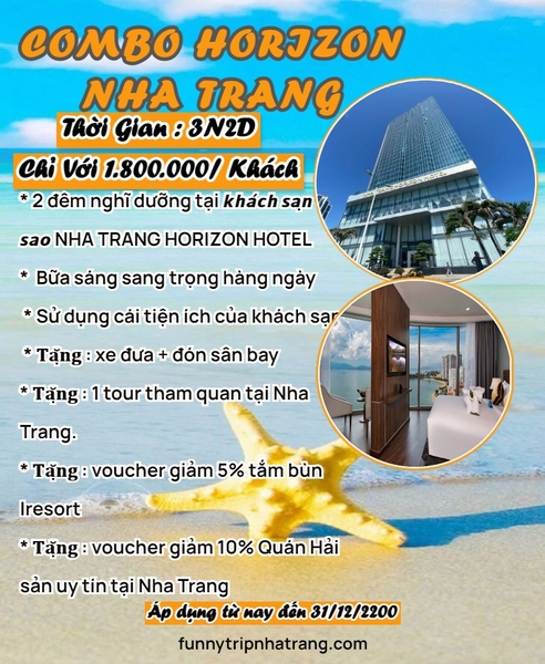 COMBO HORIZON NHA TRANG 3N2D TIÊU CHUẨN 5 SAO