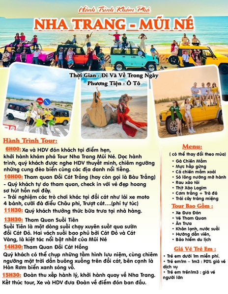 NHA TRANG - MŨI NÉ ( Tour Tham Quan Trong Ngày )