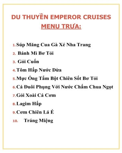 DU THUYỀN EMPEROR CRUISES - HÀNH TRÌNH KHÁM PHÁ VỊNH NHA TRANG (DAY CRUISE)