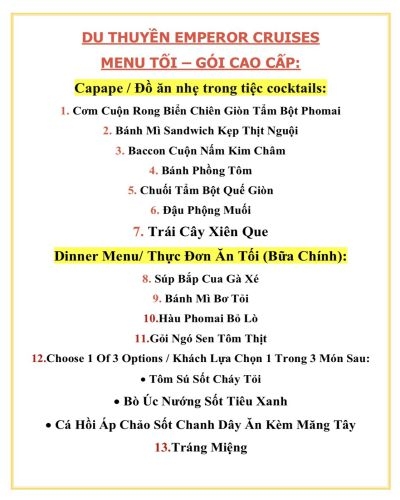 DU THUYỀN EMPEROR CRUISES - NGẮM HOÀNG HÔN TRÊN VỊNH NHA TRANG (SUNSET CRUISE)