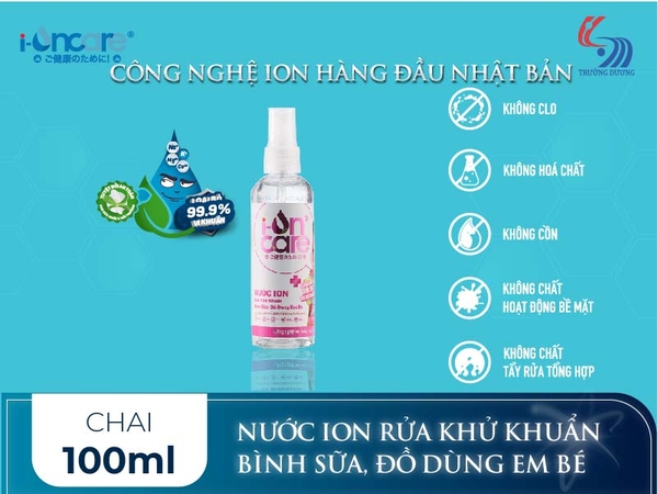 Nước ION Rửa khử khuẩn bình sữa, đồ dùng em bé