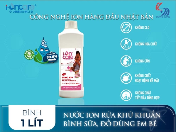 Nước ION Rửa khử khuẩn bình sữa, đồ dùng em bé