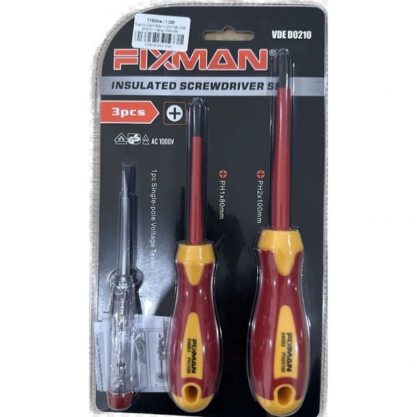 Bộ Tua Vít Cách Điện 3 Chi Tiết Fixman VDE D0210 - Chính hãng