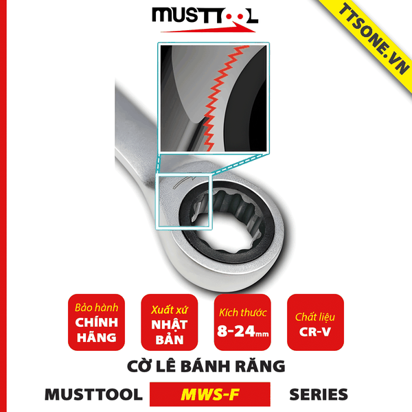 Cờ Lê Bánh Răng 17mm MUSTTOOL MWS-F17 - Chính hãng