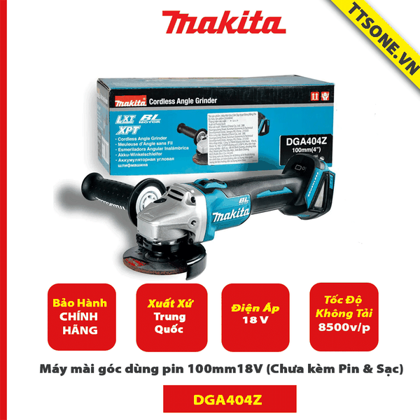 Máy mài góc dùng pin 100mm Makita DGA404Z 18V (Chưa kèm Pin & Sạc) - Chính Hãng