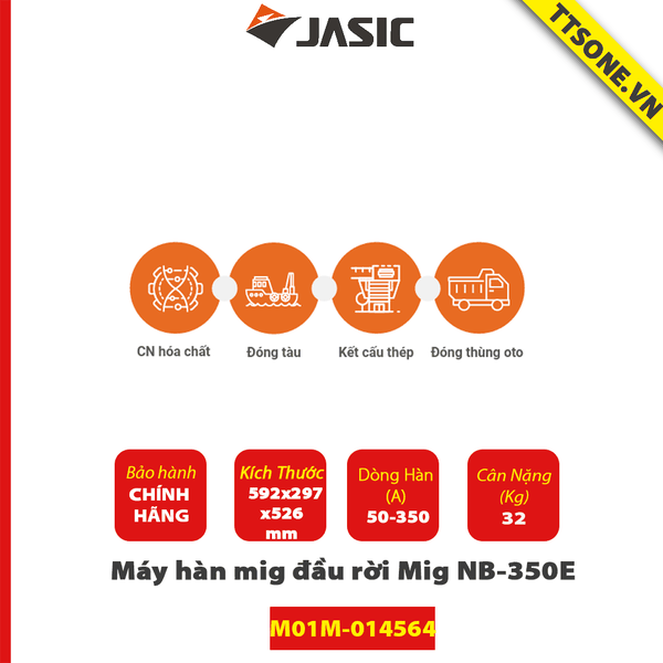 Máy Hàn mig Đầu Rời Mig NB-350E(đầu cấp dây không cáp) - Jasic - Chính Hãng