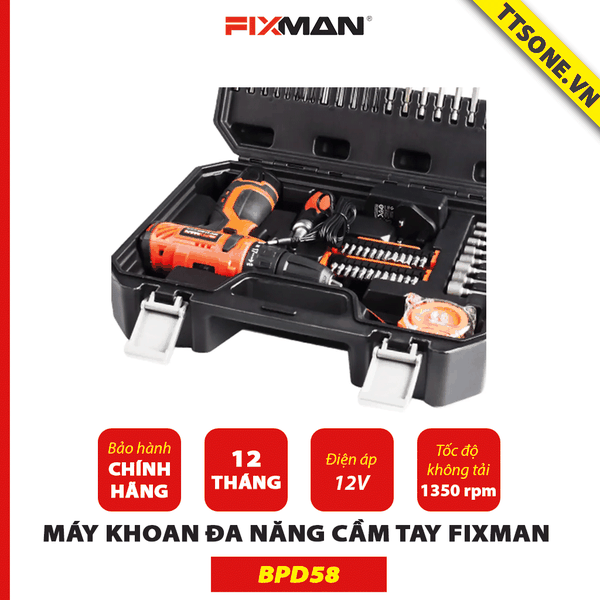 Máy Khoan Đa Năng Cầm Tay FIXMAN pin 12V BPD58 - Chính hãng