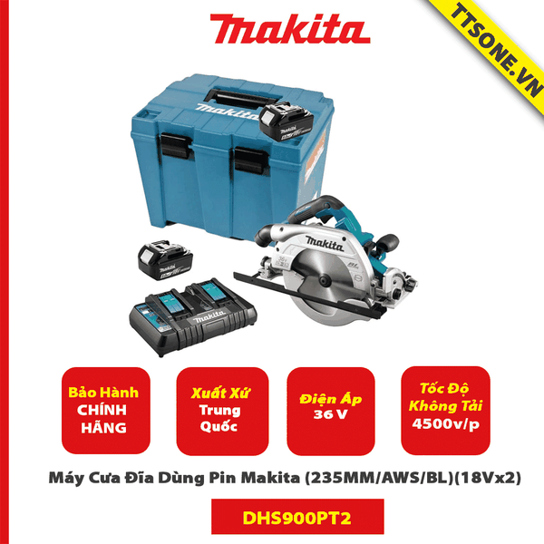 Máy Cưa Đĩa Dùng Pin Makita DHS900PT2 (235MM/AWS/BL)(18Vx2) - Chính Hãng