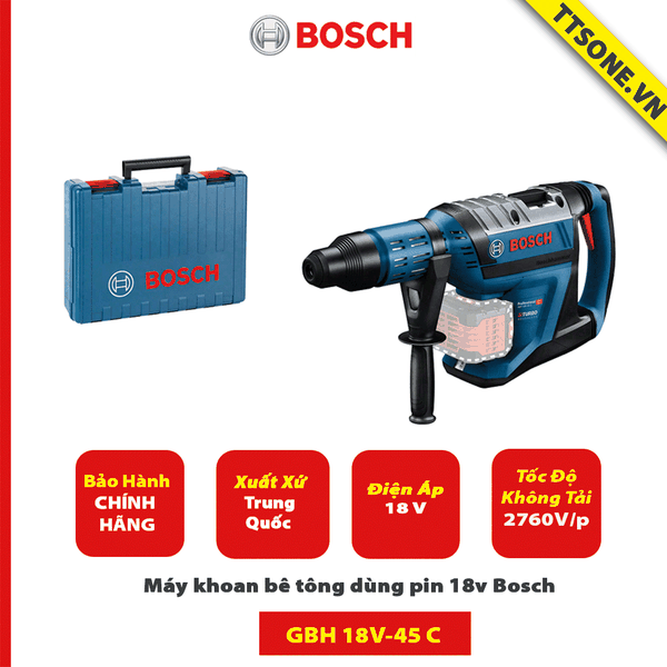 Máy khoan bê tông dùng pin 18v Bosch GBH 18V-45 C (Solo) - Chính Hãng