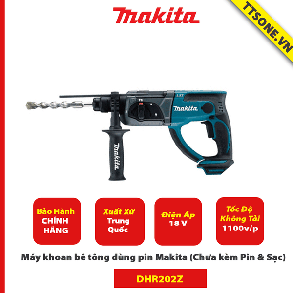 Máy khoan bê tông dùng pin Makita 18V DHR202Z (Chưa kèm Pin & Sạc) - Chính Hãng