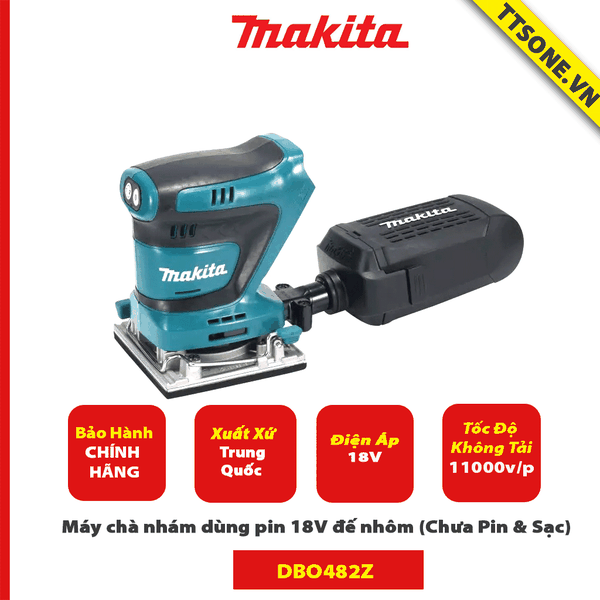 Máy chà nhám dùng pin 18V đế nhôm Makita DBO482Z (Chưa Pin & Sạc)
