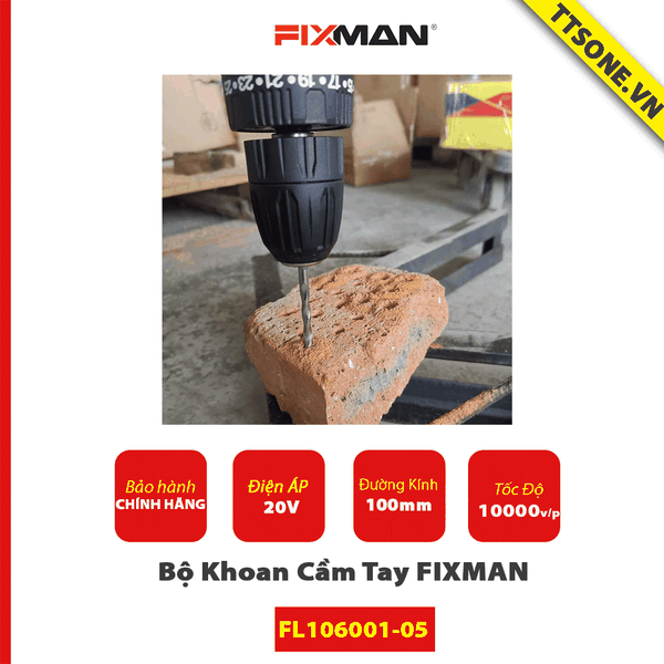 Bộ máy khoan 20V cầm tay FIXMAN FL104001-07 - Chính hãng