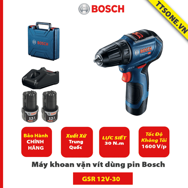 Máy khoan vặn vít dùng pin Bosch GSR 12V-30 - Chính Hãnh